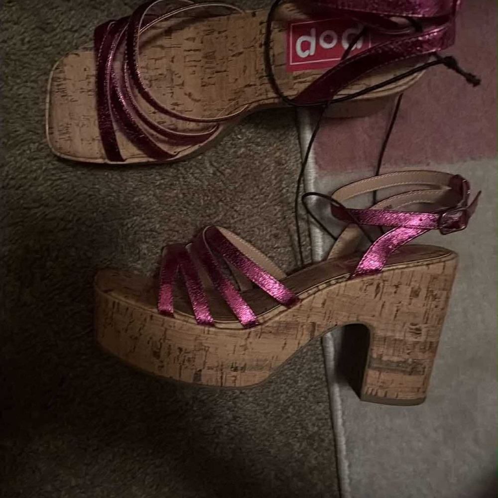Metallic Pink Platform Sandals
